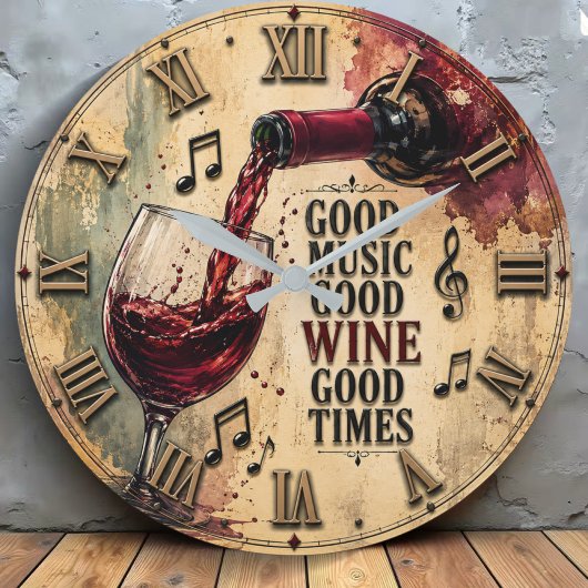 Good Music Good Wine Good Times ラージ壁時計