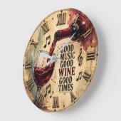 Good Music Good Wine Good Times ラージ壁時計 (傾斜)