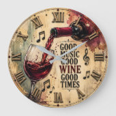 Good Music Good Wine Good Times ラージ壁時計 (正面)