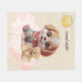 Good Night Cozy Puppy Blanket フリースブランケット (正面(横))
