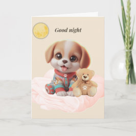 Good Night Cozy Puppy Greeting Card カード