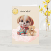 Good Night Cozy Puppy Greeting Card カード (黄色い花)