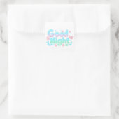 Good Night Glossy Ocean Pastel Text スクエアシール (バッグ)