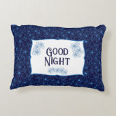 Good Night Name Navy Blue Floral Aesthetic アクセントクッション (裏面)