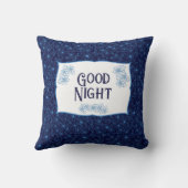 Good Night Name Navy Blue Floral Aesthetic クッション (裏面)