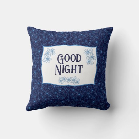 Good Night Name Navy Blue Floral Aesthetic クッション (裏面)