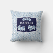 Good Night Name Navy Blue Floral Aesthetic クッション (正面)