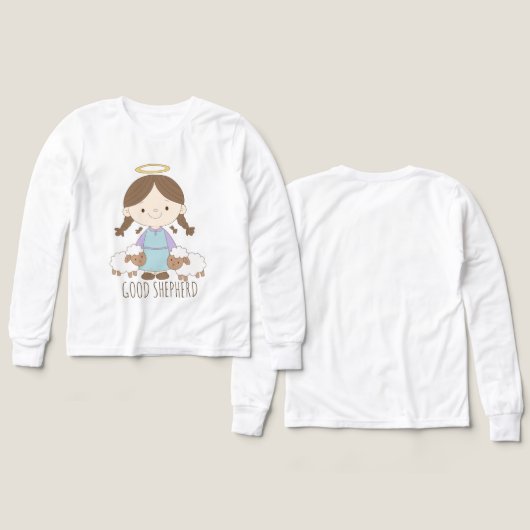 Good Shepherd Cute Christian Kids Shirt (デザイン 正面＆背面)