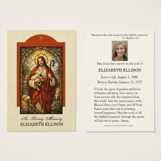 Good Shepherd Jesus Funeral Prayer Card (正面&裏面)