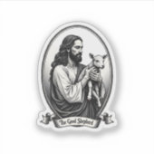 Good Shepherd Jesus Vintage Engraving Faith Shirt  シール (正面)