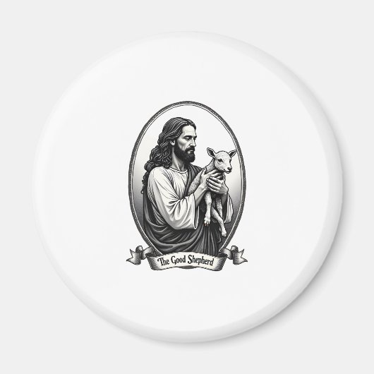 Good Shepherd Jesus Vintage Engraving Faith Shirt  マグネット (正面)