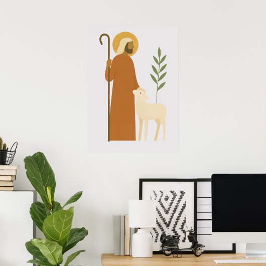 Good Shepherd with Lamb ポスター (ホームオフィス)