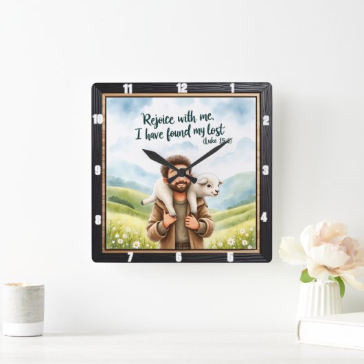 Good Shepherd's Delightful Find スクエア壁時計 (ホーム)
