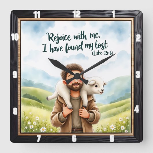 Good Shepherd's Delightful Find スクエア壁時計 (正面)