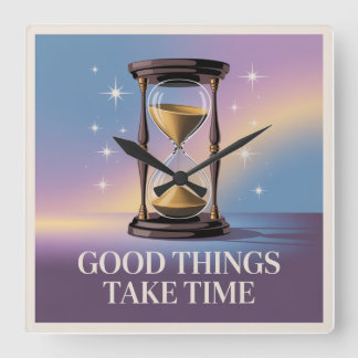 Good Things Take Time スクエア壁時計