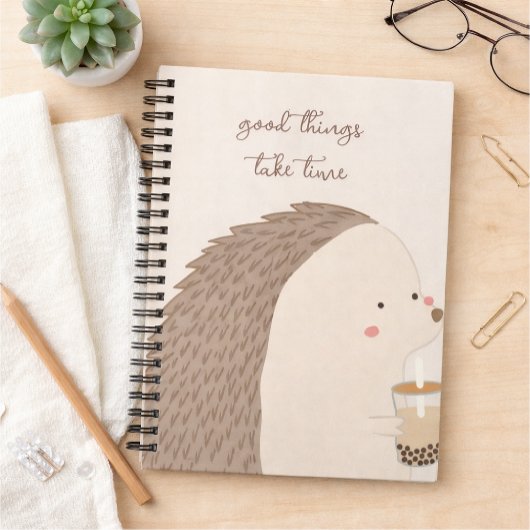 Good Things Take Time–Cute Hedgehog Inspirational ノートブック