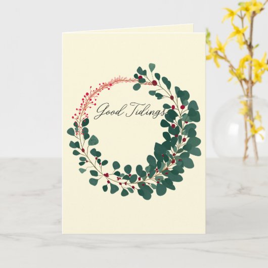 Good Tidings Holiday Wreath カード (黄色い花)