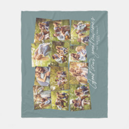 Good times思い出素晴らしティール（緑がかった色）12フォトコラージュ フリースブランケット