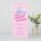 Good Times Groovyピンク誕生日パーティーの招待 招待状 (スタンド正面)