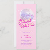 Good Times Groovyピンク誕生日パーティーの招待 招待状 (正面)