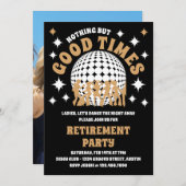 Good Times Groovyブラックと金ゴールド退職パーティー 招待状 (正面/裏面)