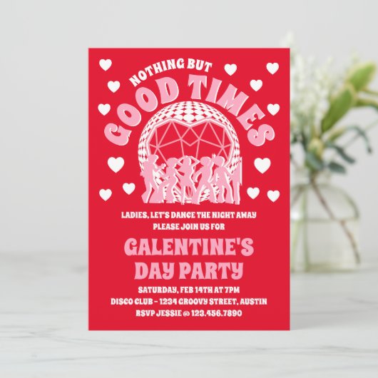 Good Times Groovy Red Valentine's Galentine's Day 招待状 (スタンド正面)