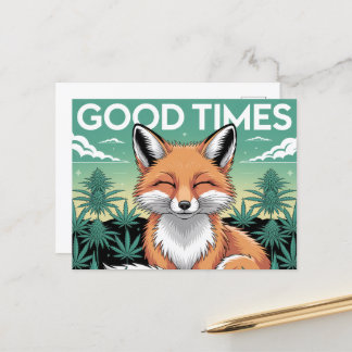 Good Times Red Fox in a Weed Field ポストカード