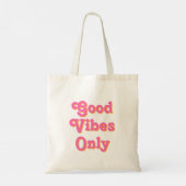 Good Vibesのみピンクのオレンジ色の白 トートバッグ (裏面)