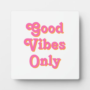 Good Vibesのみピンクのオレンジ色の白 フォトプラーク