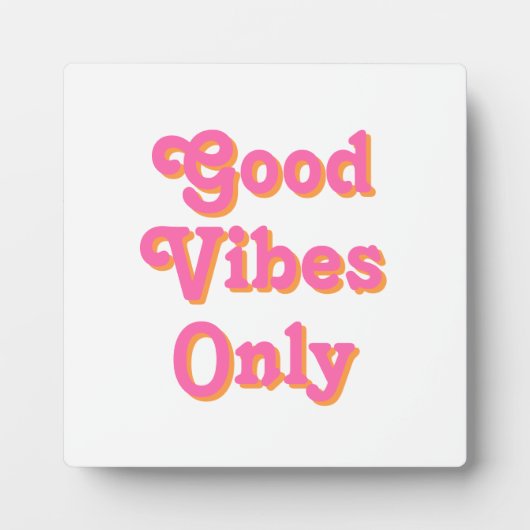 Good Vibesのみピンクのオレンジ色の白 フォトプラーク (正面)