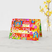 Good Vibesのみ平和サインとデイジーHippie カード (黄色い花)