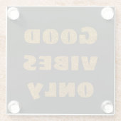 Good Vibesのみ |ブラック&ゴールデングリッター ガラスコースター (裏面)