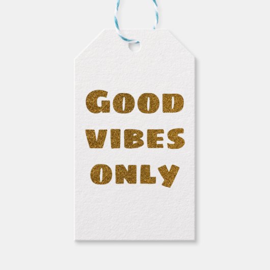 Good Vibesのみ |ブラック&ゴールデングリッター ギフトタグ (正面)