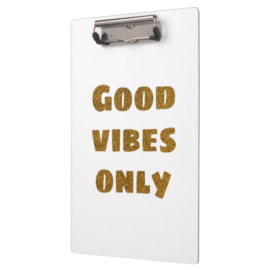 Good Vibesのみ |ブラック&ゴールデングリッター クリップボード (左)