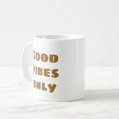 Good Vibesのみ |ブラック&ゴールデングリッター コーヒーマグカップ (正面左)