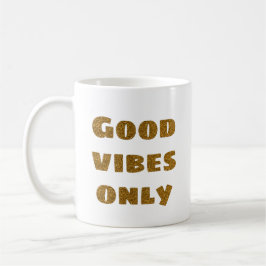 Good Vibesのみ |ブラック&ゴールデングリッター コーヒーマグカップ