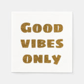 Good Vibesのみ |ブラック&ゴールデングリッター スタンダードカクテルナプキン (正面)