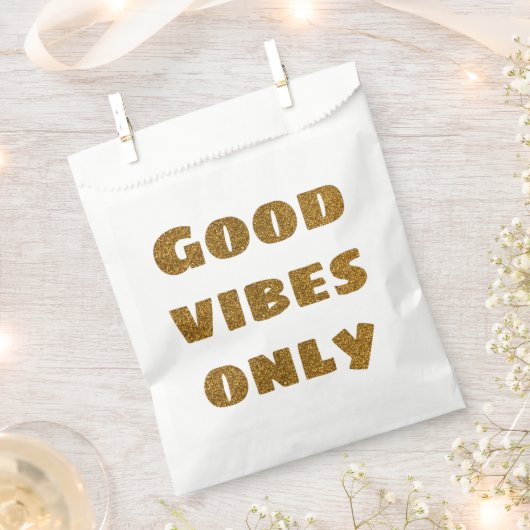 Good Vibesのみ |ブラック&ゴールデングリッター フェイバーバッグ (クリップ留めされた状態)