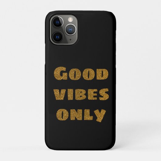 Good Vibesのみ |ブラック&ゴールデングリッター Case-Mate iPhoneケース (裏)