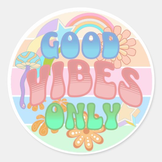 Good Vibesのみ |レトロヴィンテージ ラウンドシール (正面)