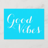 Good Vibes明るい美しい青の編集可能カラー ポストカード (正面)