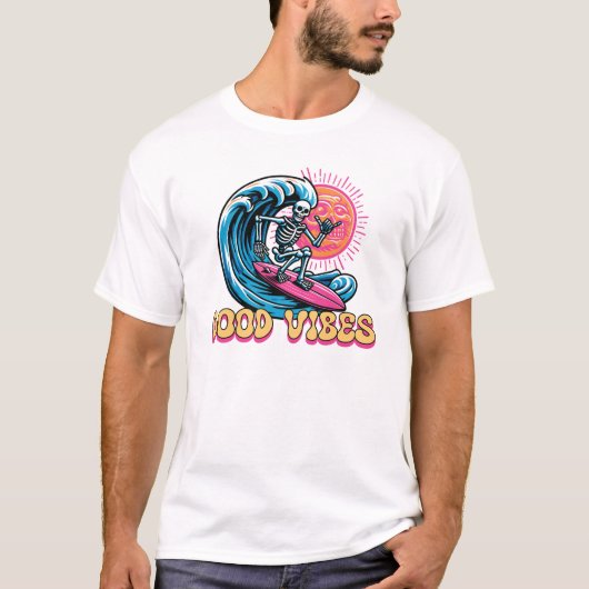 Good Vibes -サーフィン – 夏Vibes Tシャツ (正面)