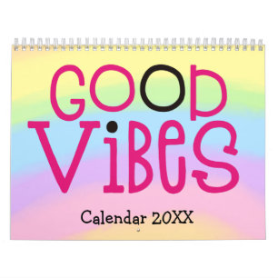 Good Vibes 前向き Quote Typography Rainbow 2022 カレンダー