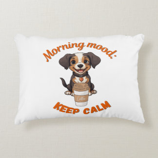 Good Vibes & Coffee - Puppy よくはしゃぐ Digital Artwor アクセントクッション