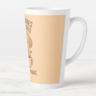 Good Vibes & Coffee - Puppy よくはしゃぐ Digital Artwor カフェラテマグ
