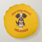 Good Vibes & Coffee - Puppy よくはしゃぐ Digital Artwor ラウンドクッション (裏面)