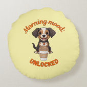 Good Vibes & Coffee - Puppy よくはしゃぐ Digital Artwor ラウンドクッション (裏面)