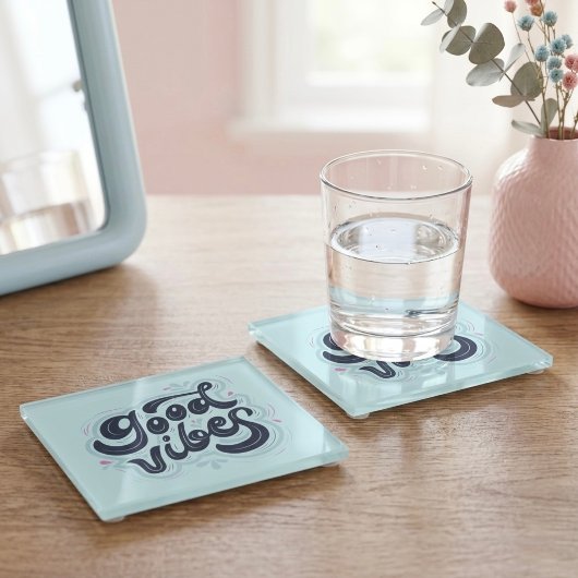 Good Vibes Glass Coaster ガラスコースター