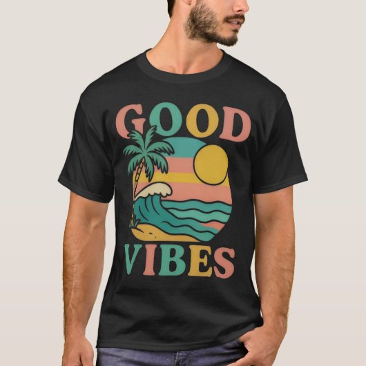 GOOD VIBES Glitter Typography Tシャツ (正面)