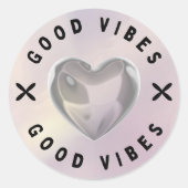 Good Vibes Heart Sticker ラウンドシール (正面)